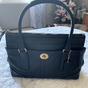 Black leather vintage Coach Hampton Satchel!